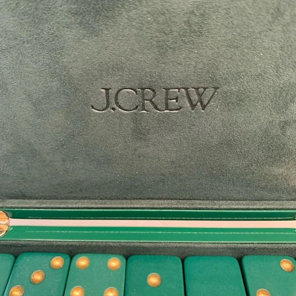 NWOT J. Crew Forest Green Domino Set with Gold Accents - Picture 4 of 5